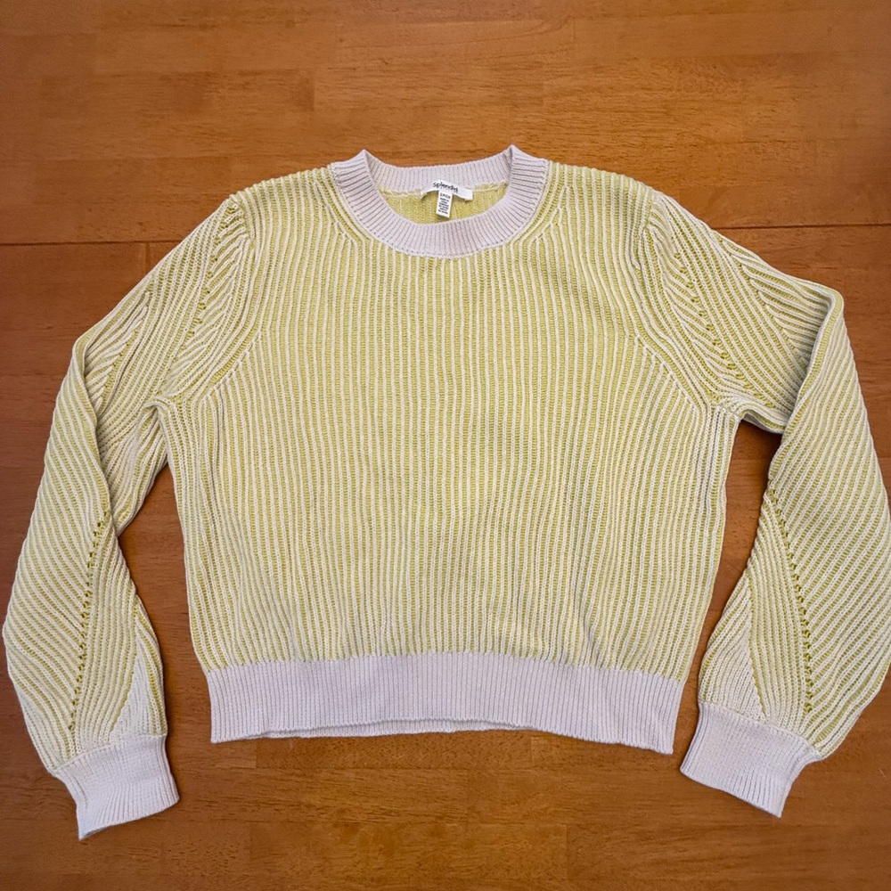Splendid Lemon and Cream Knit Sweater
